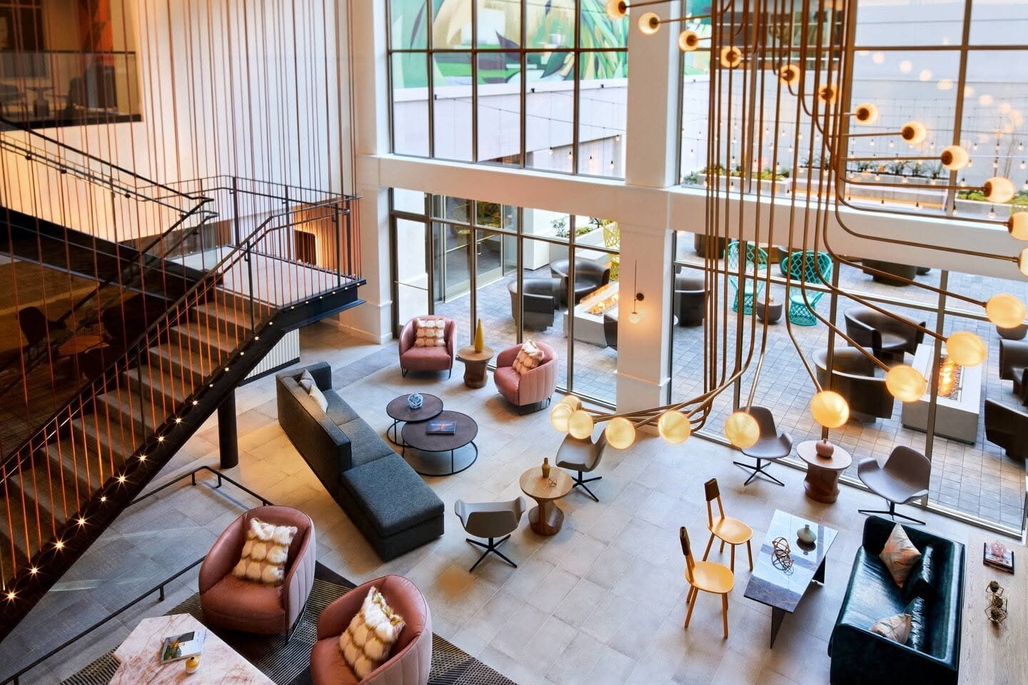 Silver Creek Electric commercial lighting installation in a modern lobby